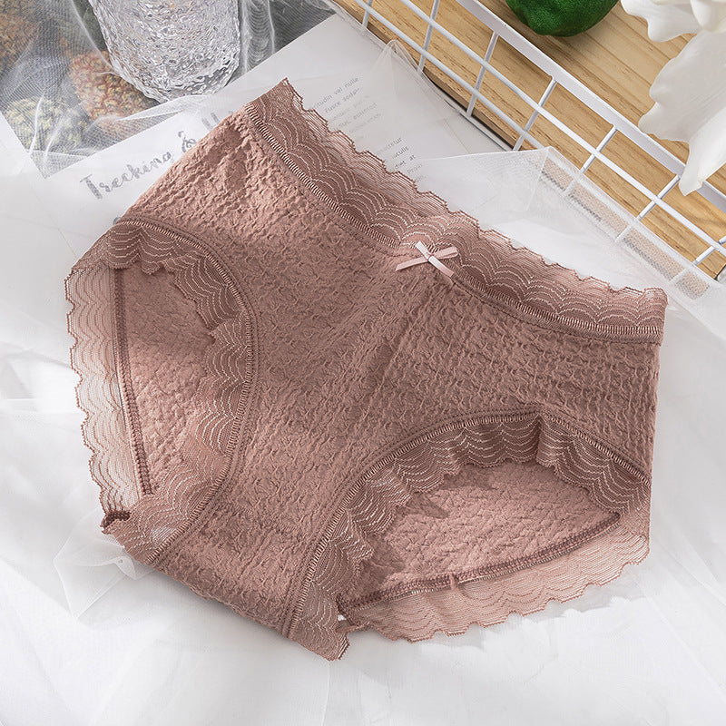 Seamless breathable lace and cotton lingerie briefs