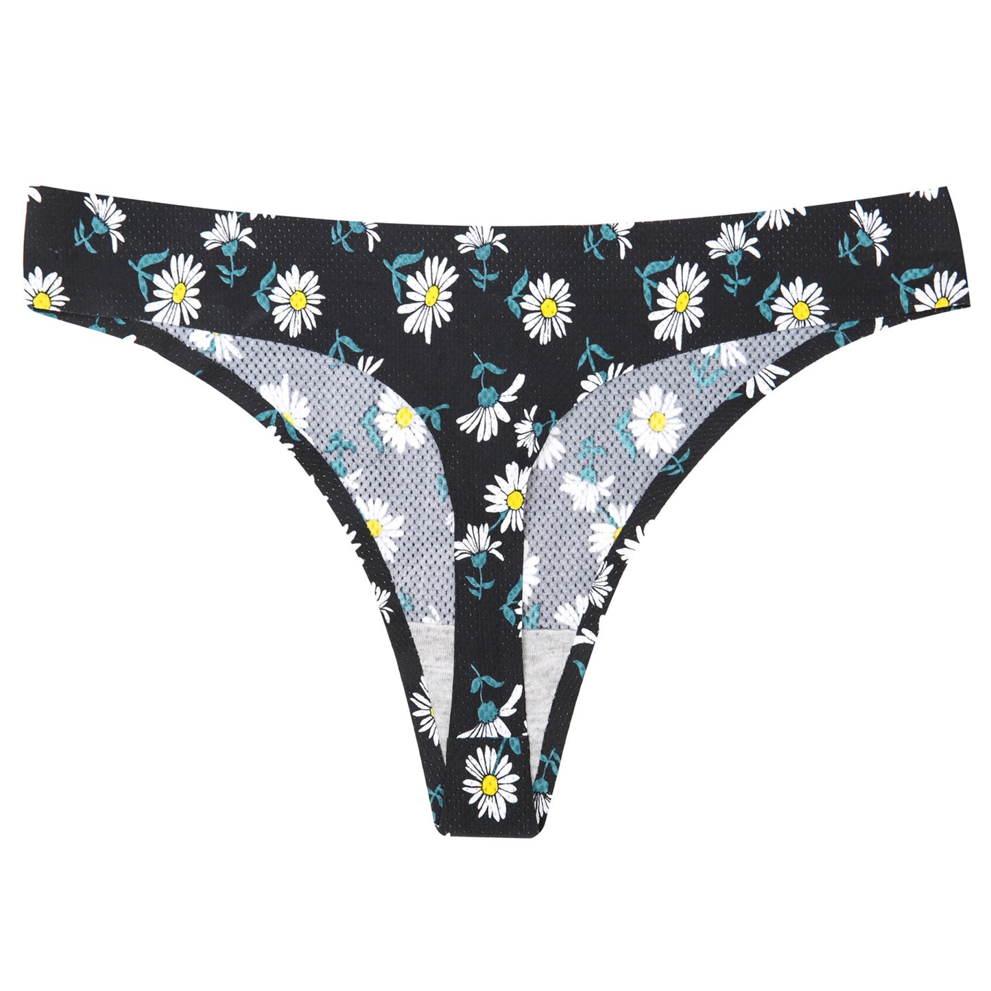 Low-waisted seamless floral cotton lingerie briefs