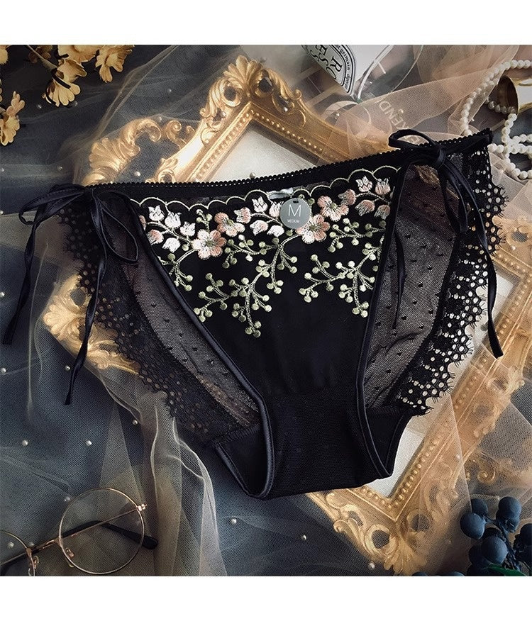 Low-waisted breathable sheer lace lingerie briefs - image 2