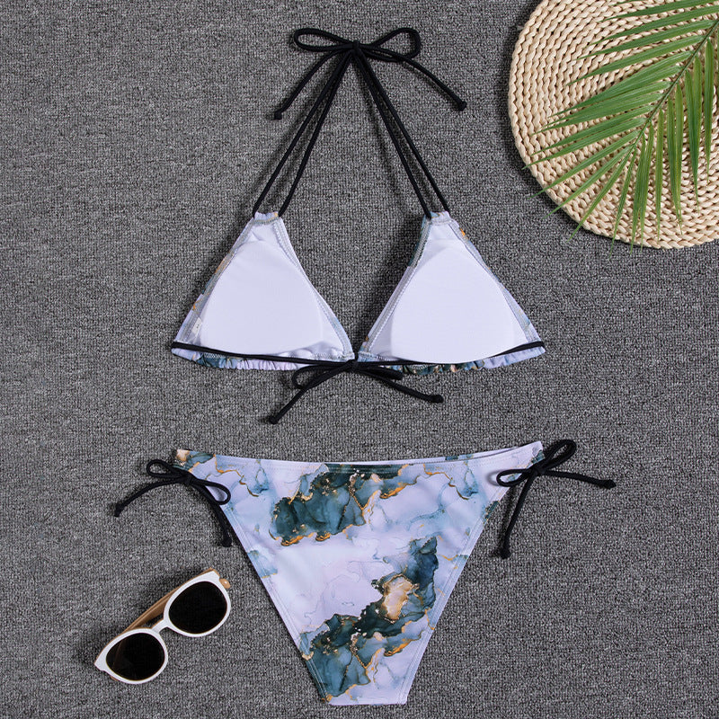 Triangle halter polyester bikini sets - image 3